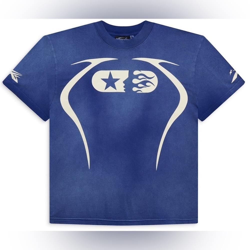 Hellstar Men’s Blue Warm Up T-Shirt Size XL Streetwear Athleisure Gorpcore